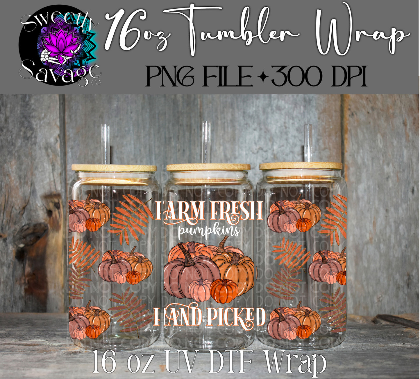 Farm fresh pumpkins 16oz tumbler wrap