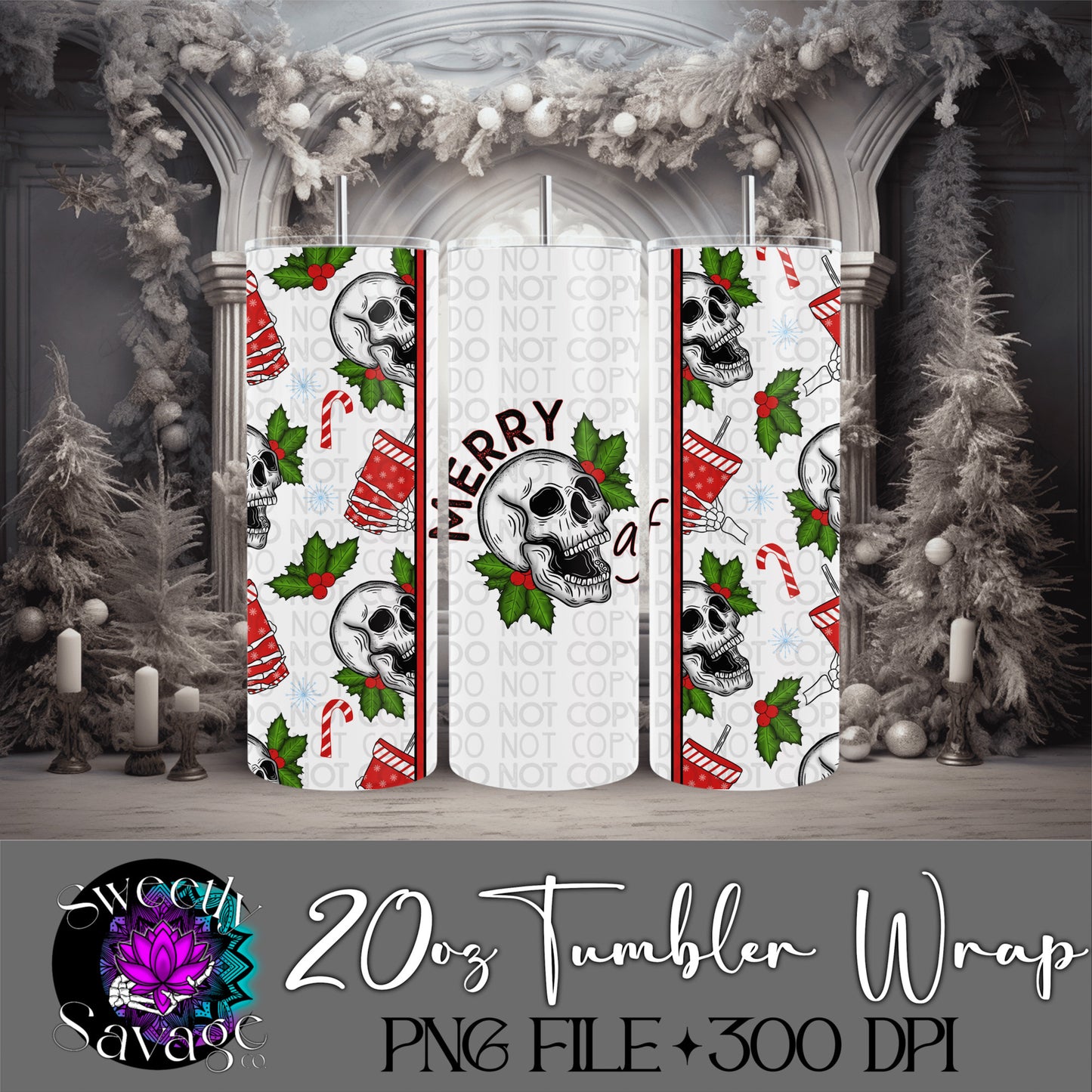 Merry AF 20oz Skinny Tumbler File