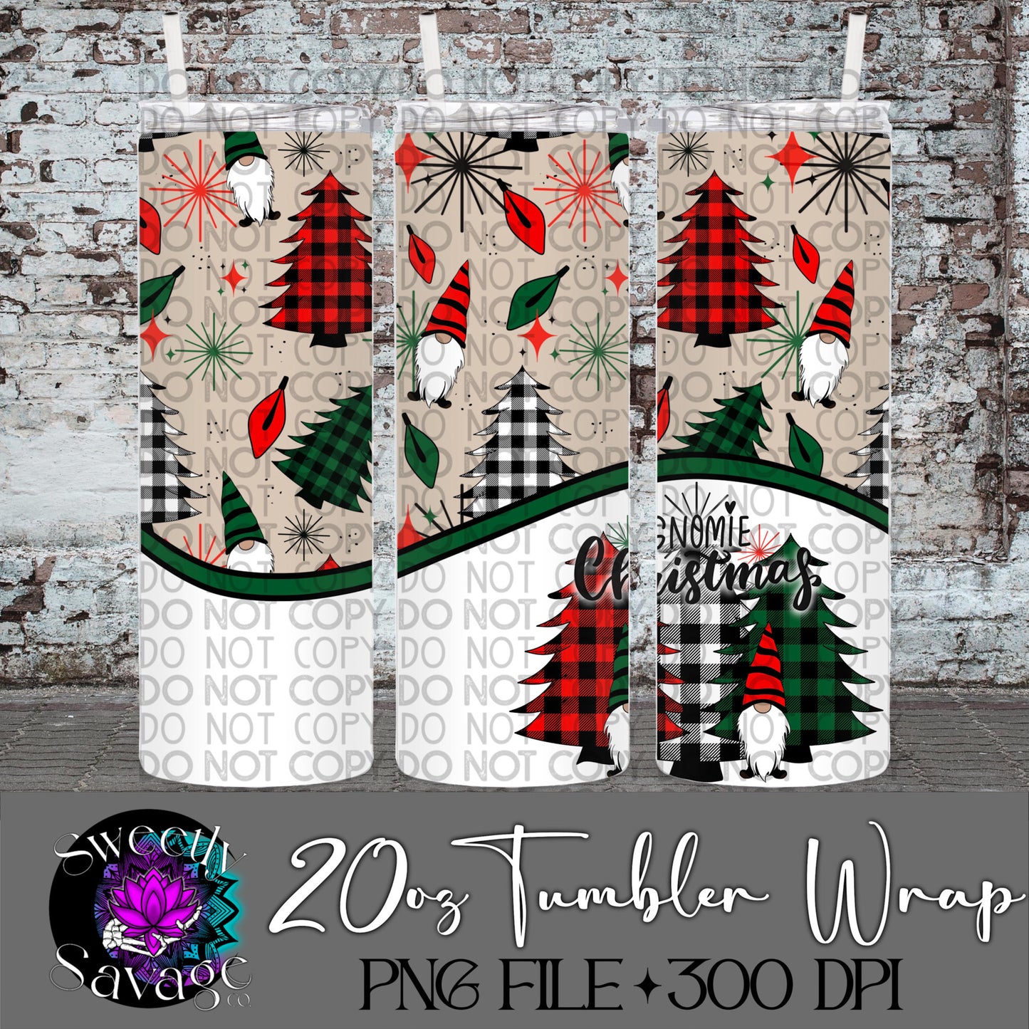 Gnomie Christmas original 20oz Skinny Tumbler File