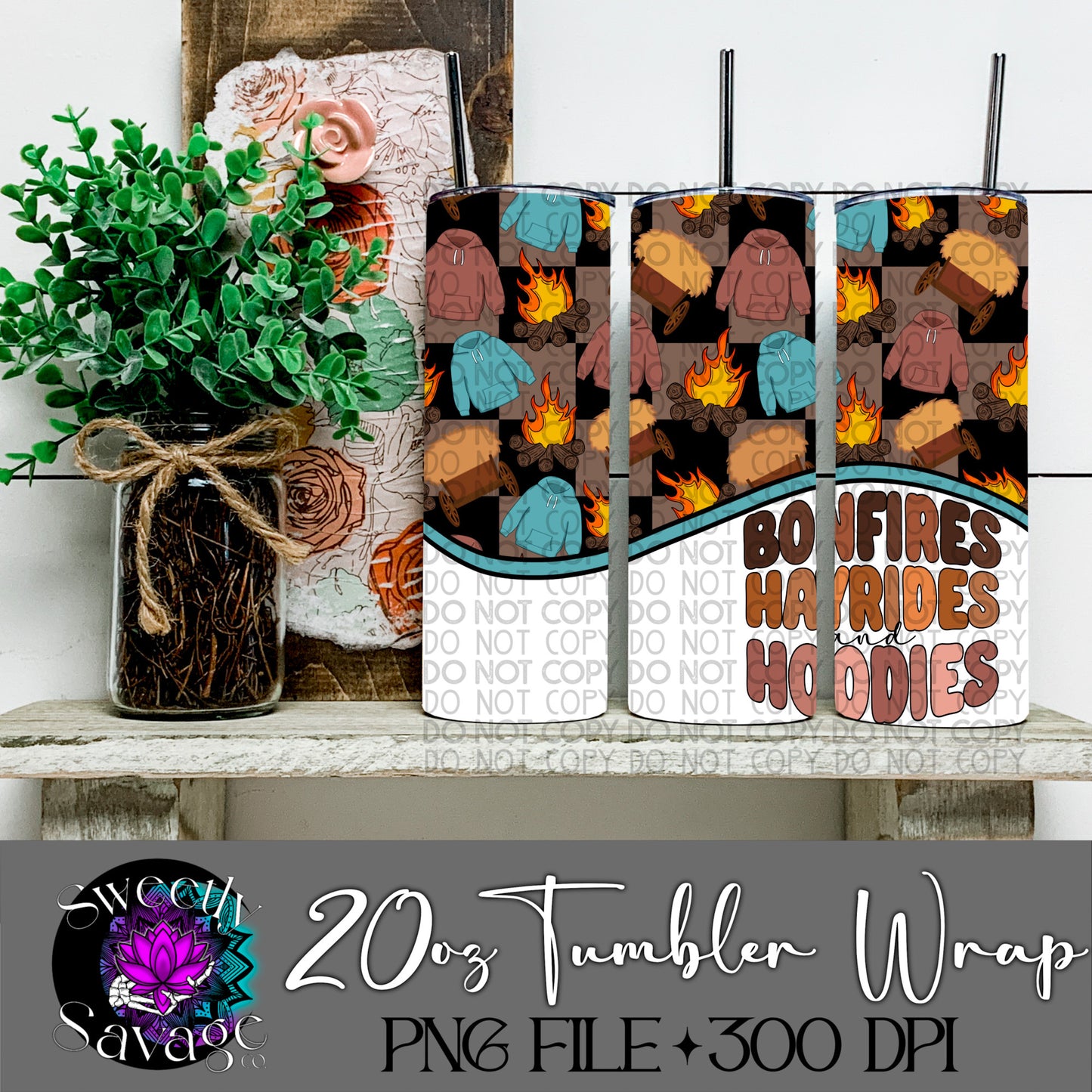 Bonfires Hayrides & Hoodies 20oz Skinny Tumbler File