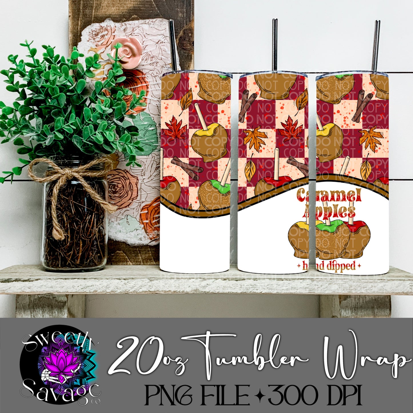 Caramel Apples hand picked 20oz Skinny Tumbler File