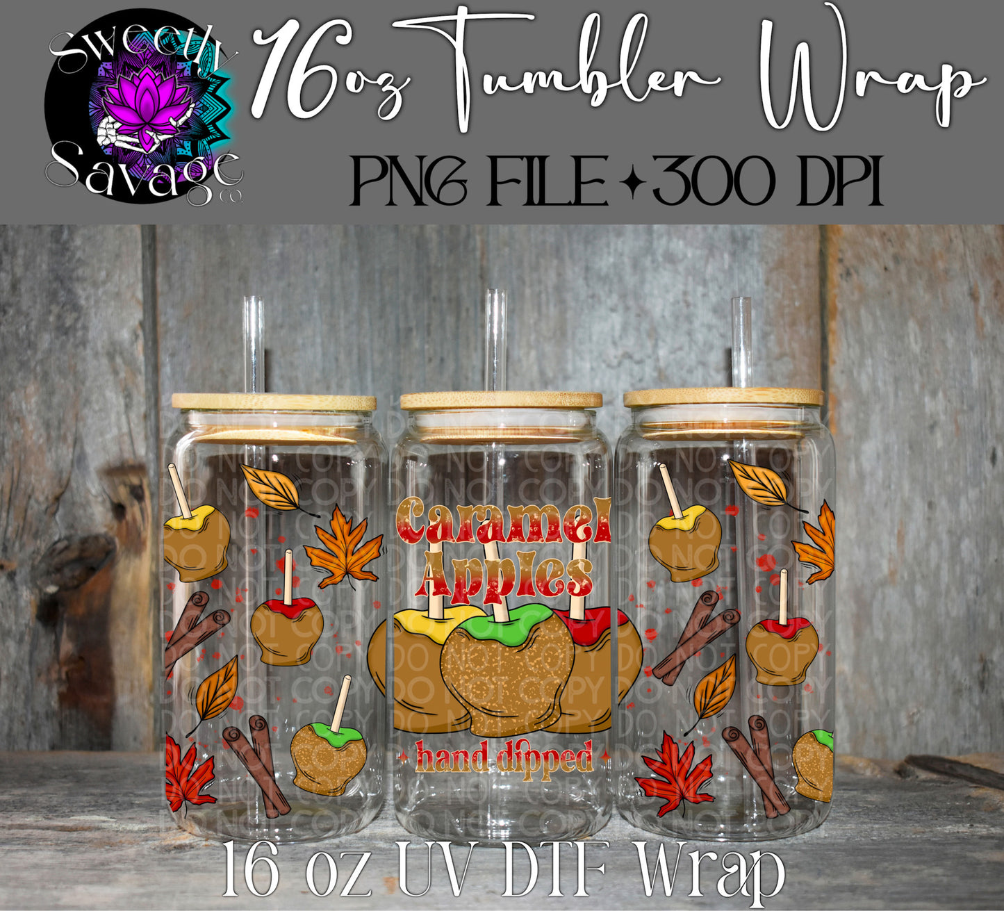 Caramel Apples hand picked 16oz tumbler wrap