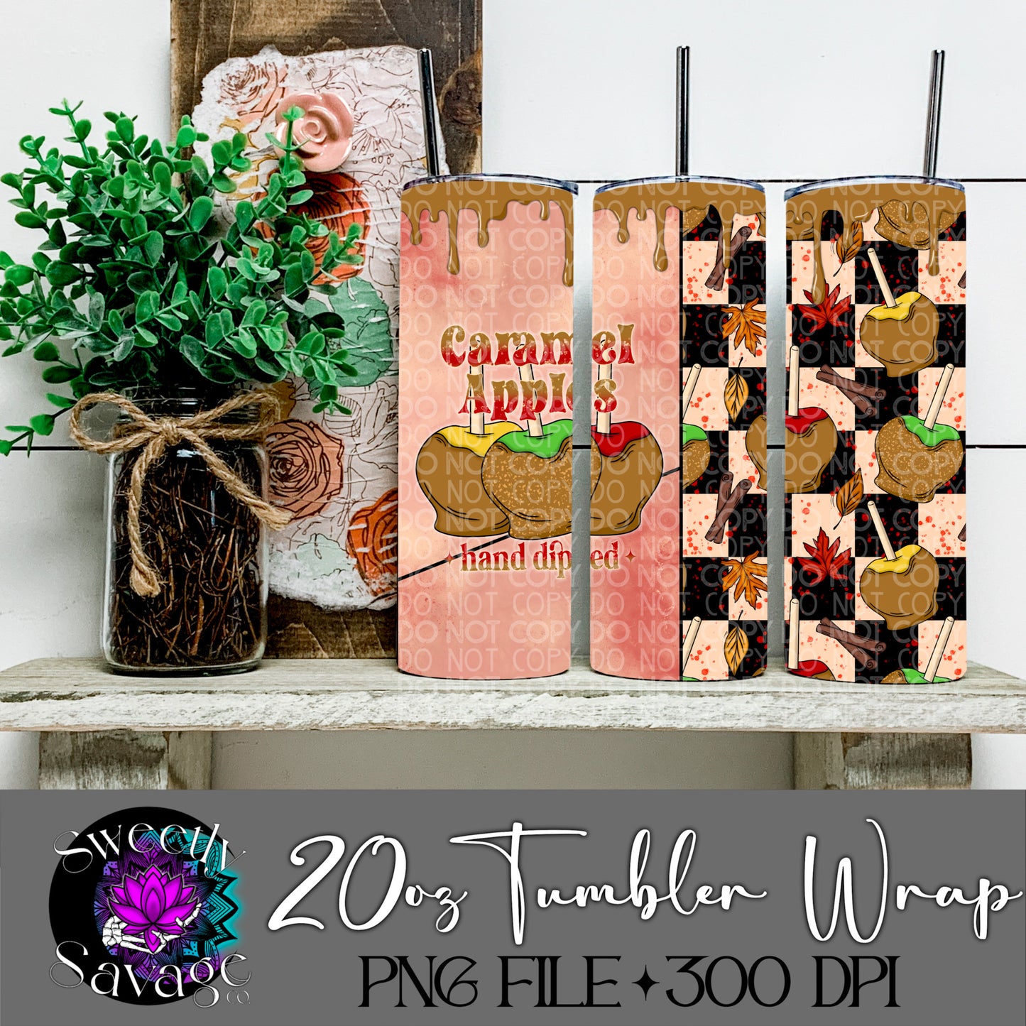 Caramel Apples hand picked 20oz Skinny Tumbler File