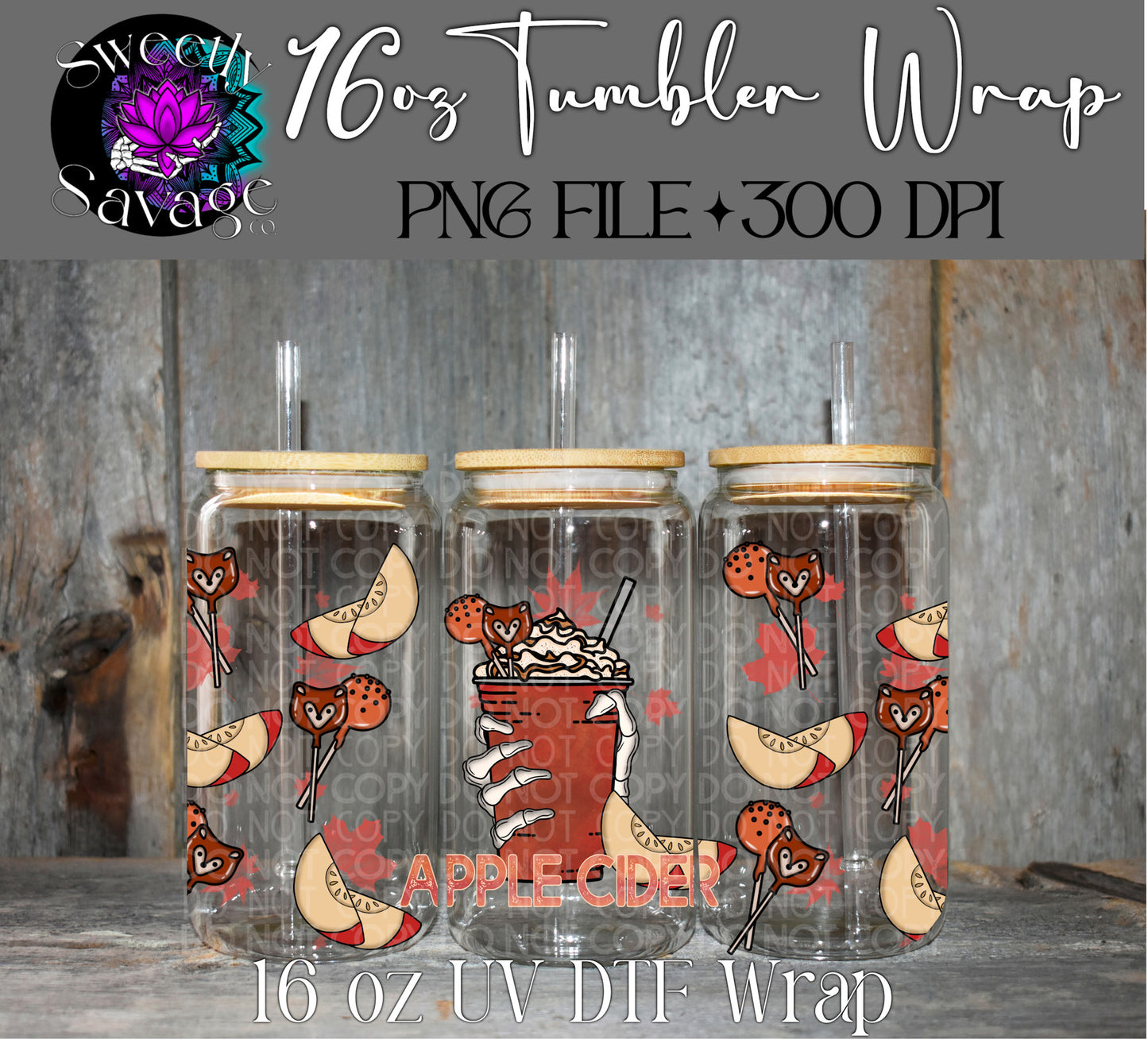 Apple cider 16oz tumbler wrap