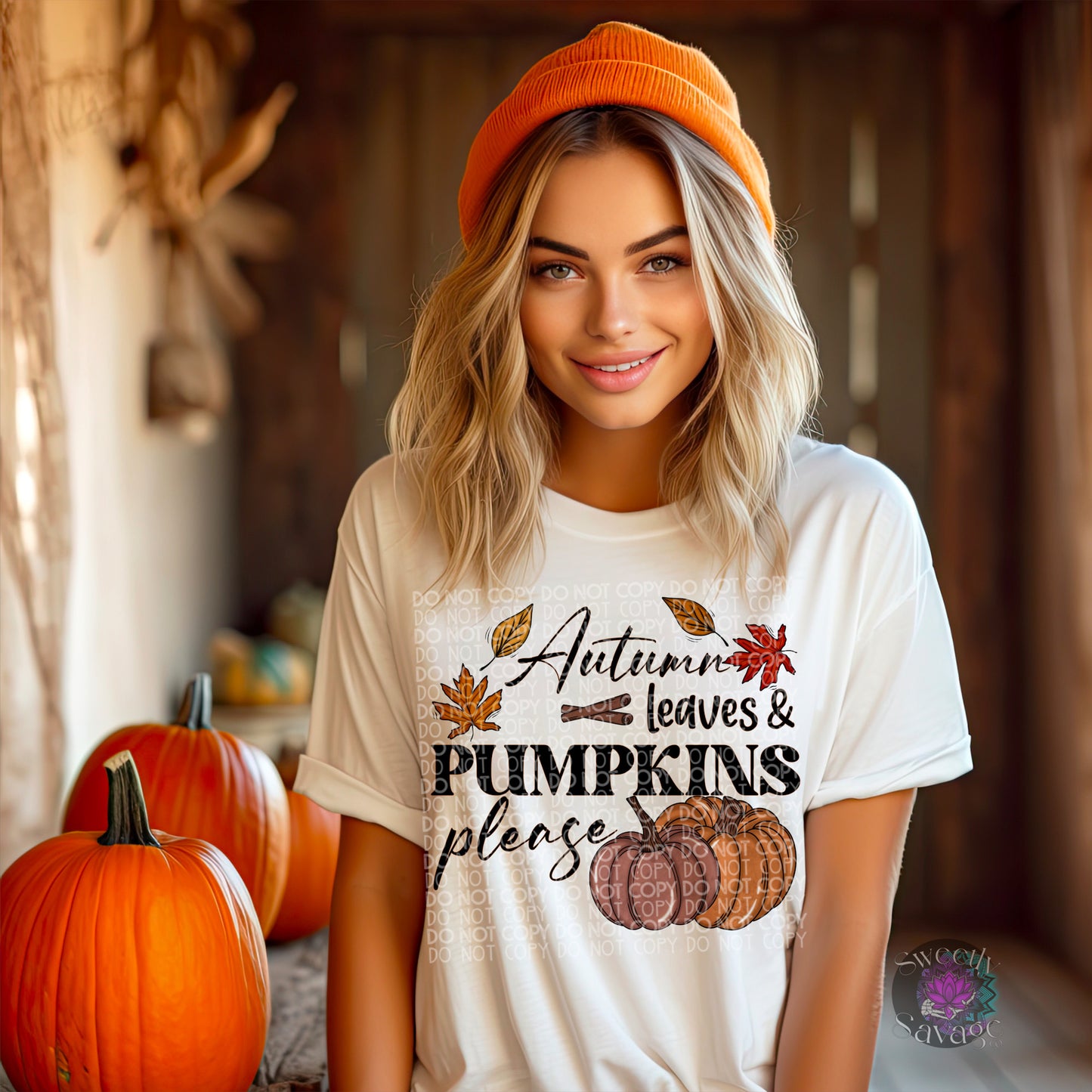 Autumn leaves and pumpkins please Png File
