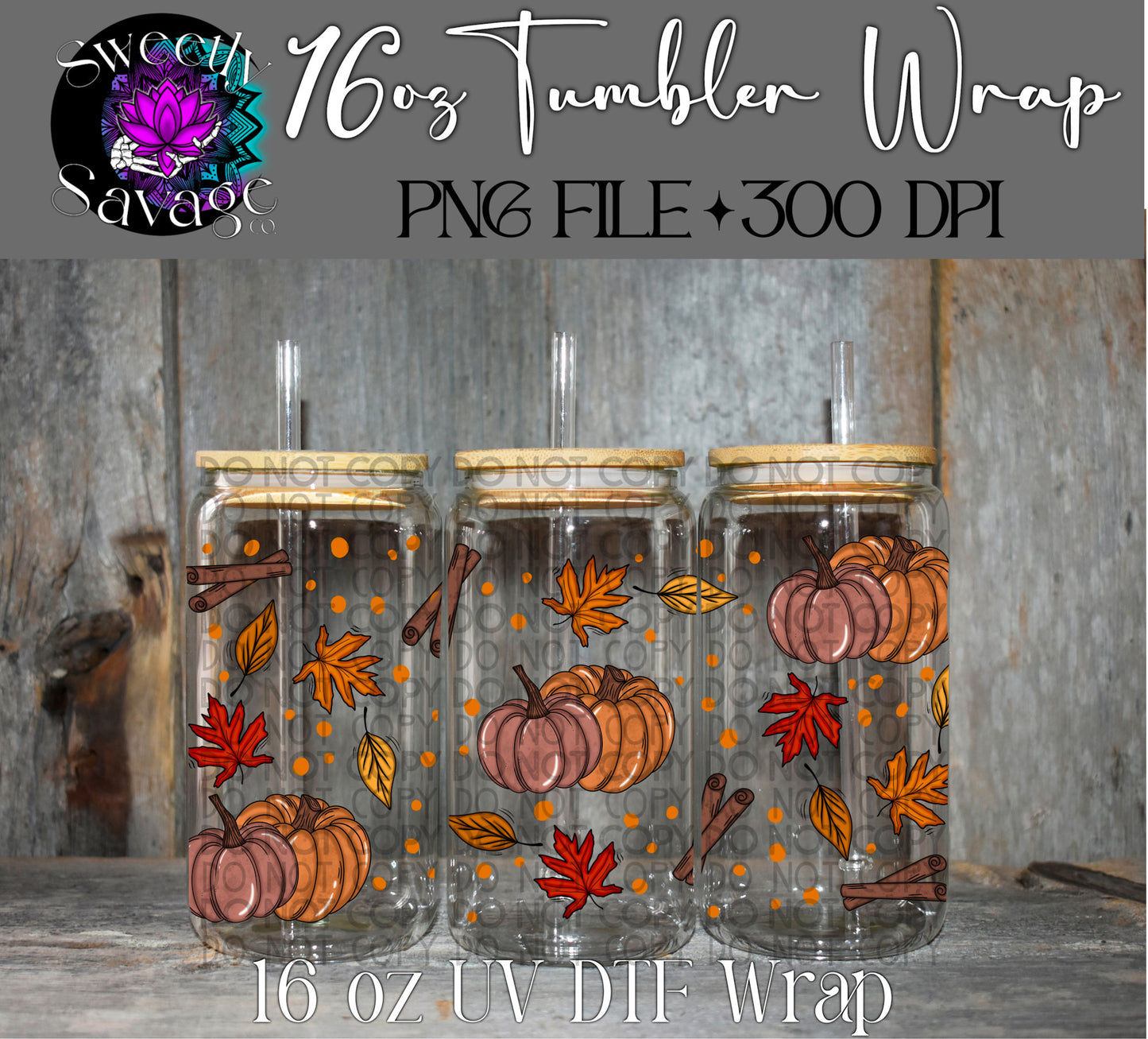 Autumn leaves and pumpkins please 16oz tumbler wrap