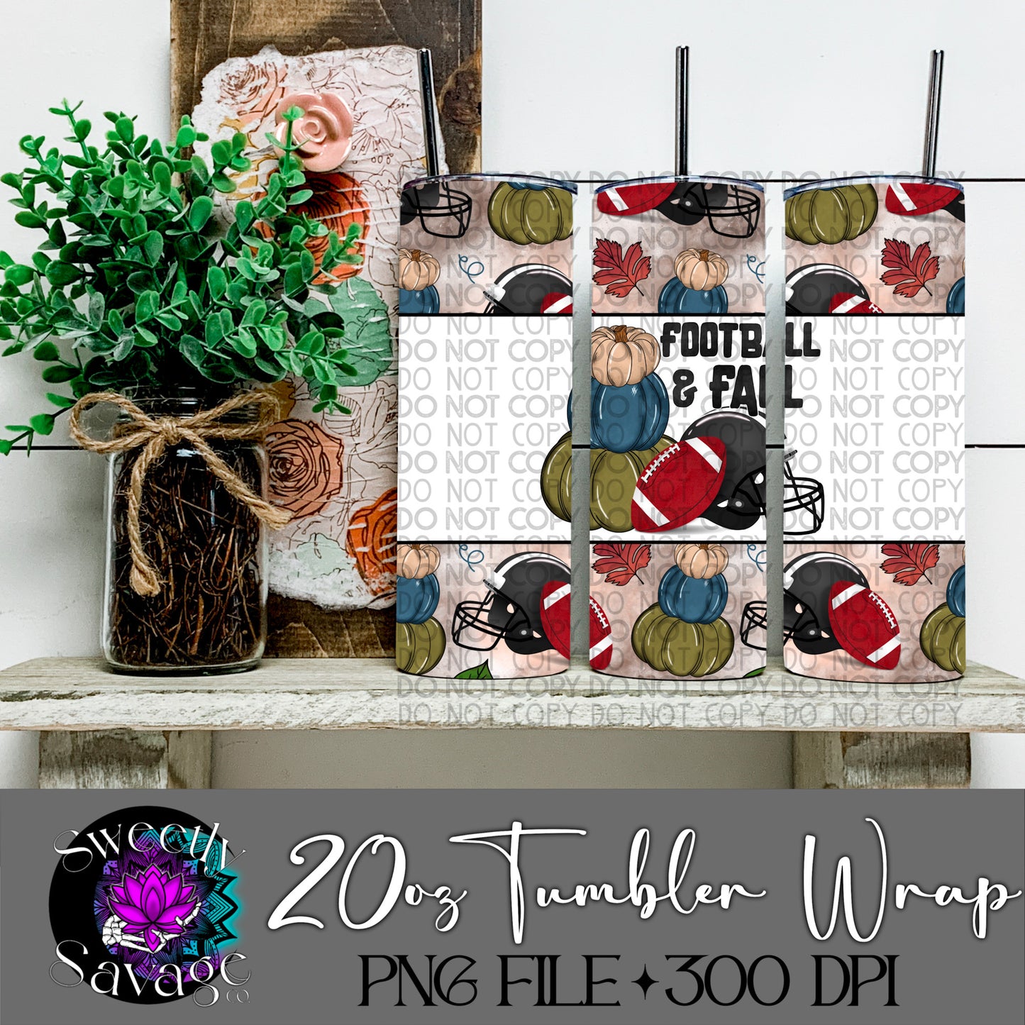 Football and fall 20oz Skinny Tumbler File