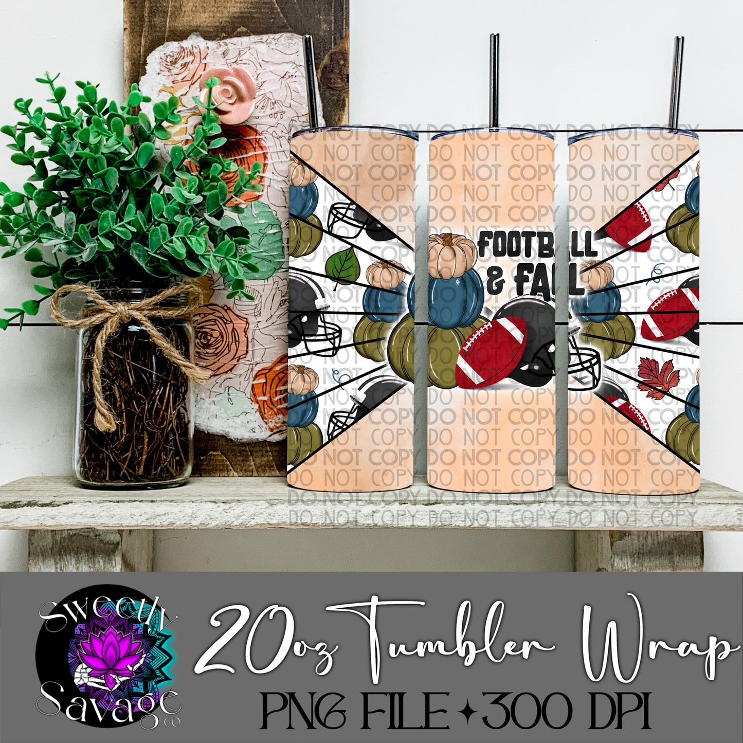 Football and fall 20oz Skinny Tumbler File