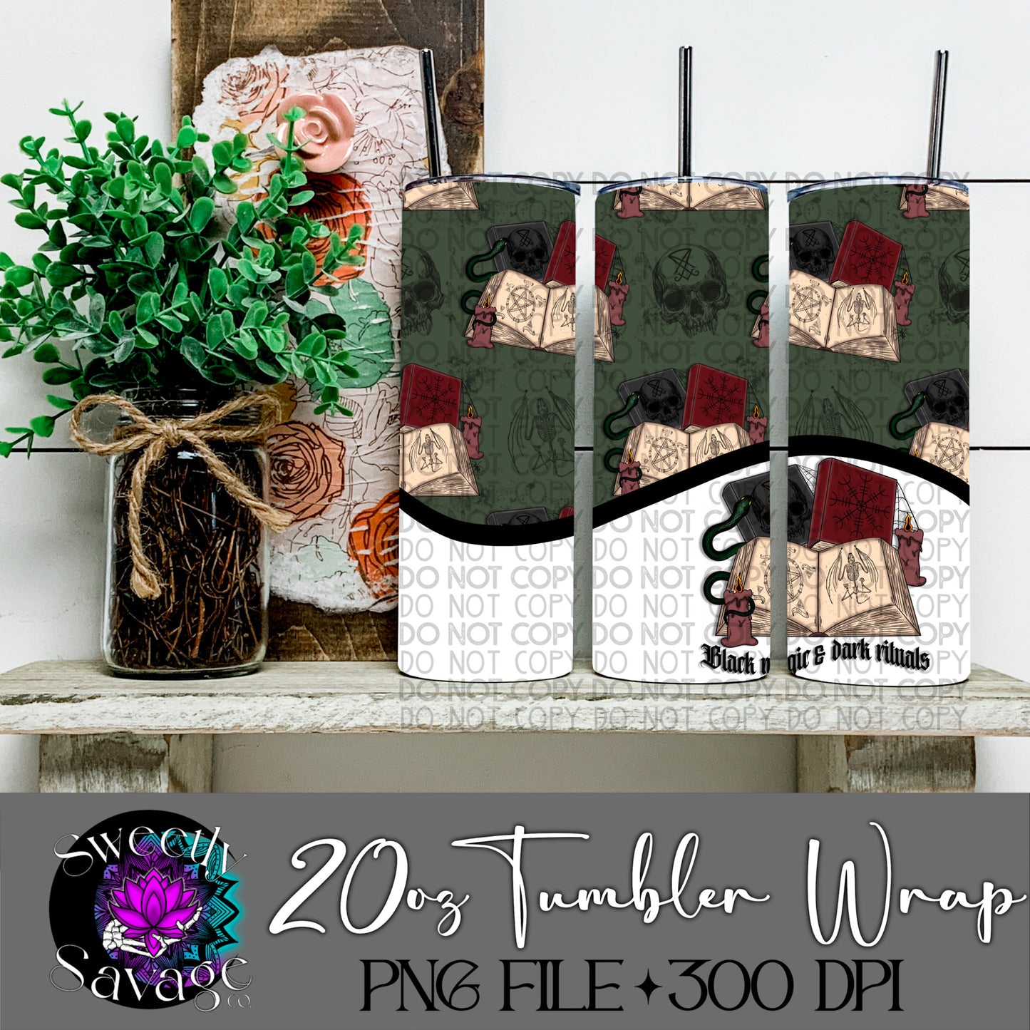 Black magic & dark rituals 20oz Skinny Tumbler File