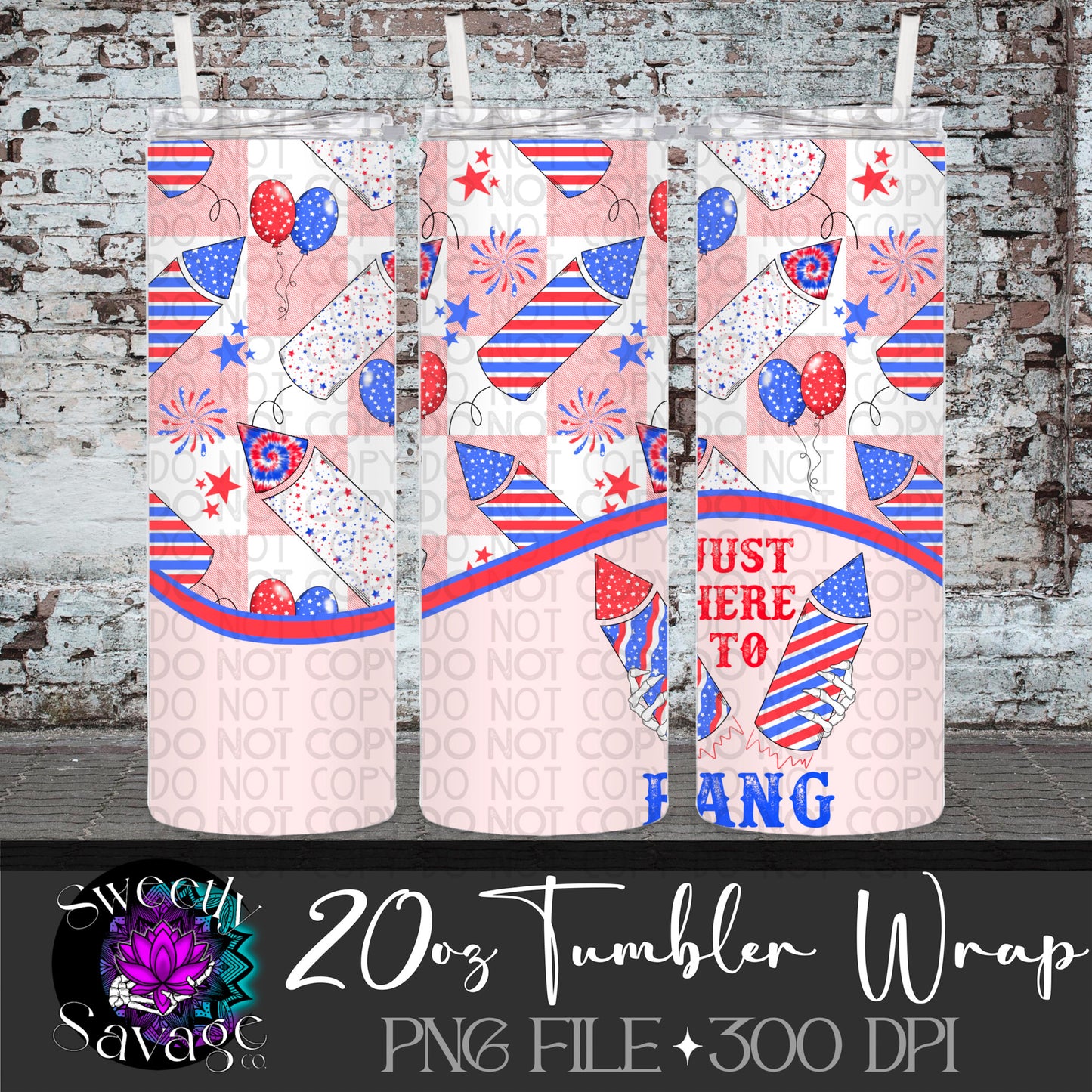 Just here to bang 20oz Skinny Tumbler File