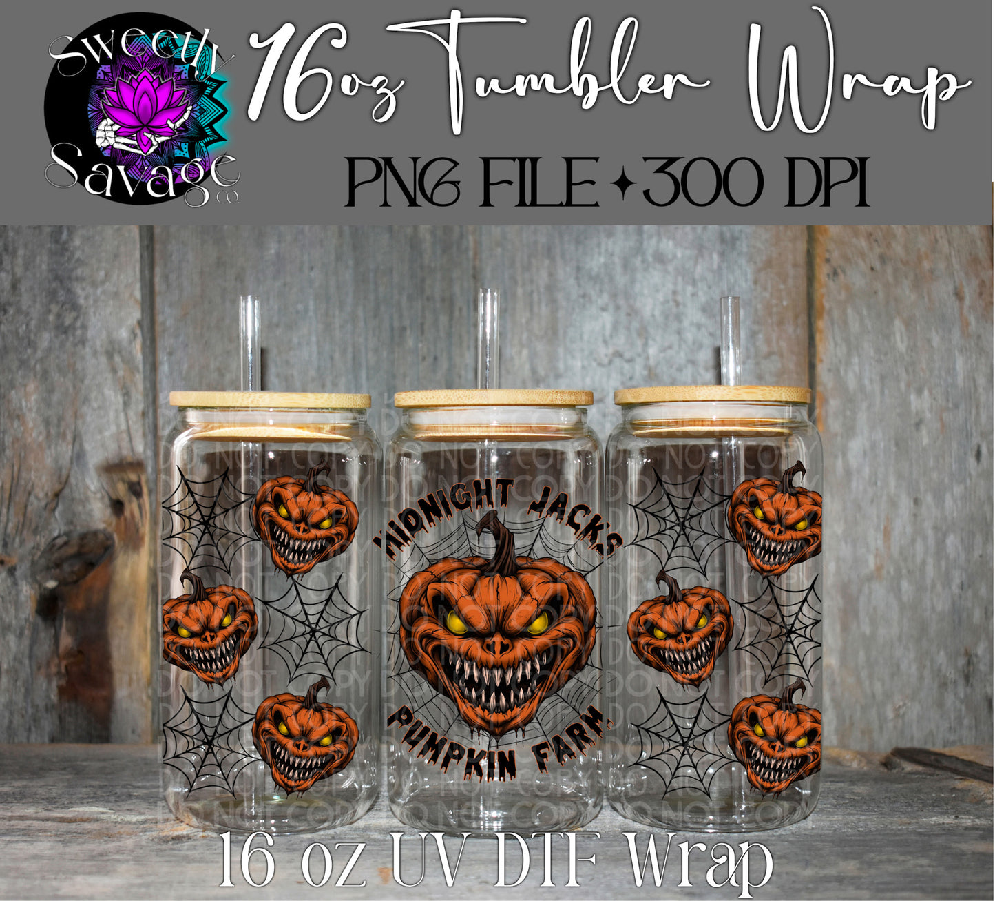Midnight jacks pumpkin farm 16oz tumbler wrap