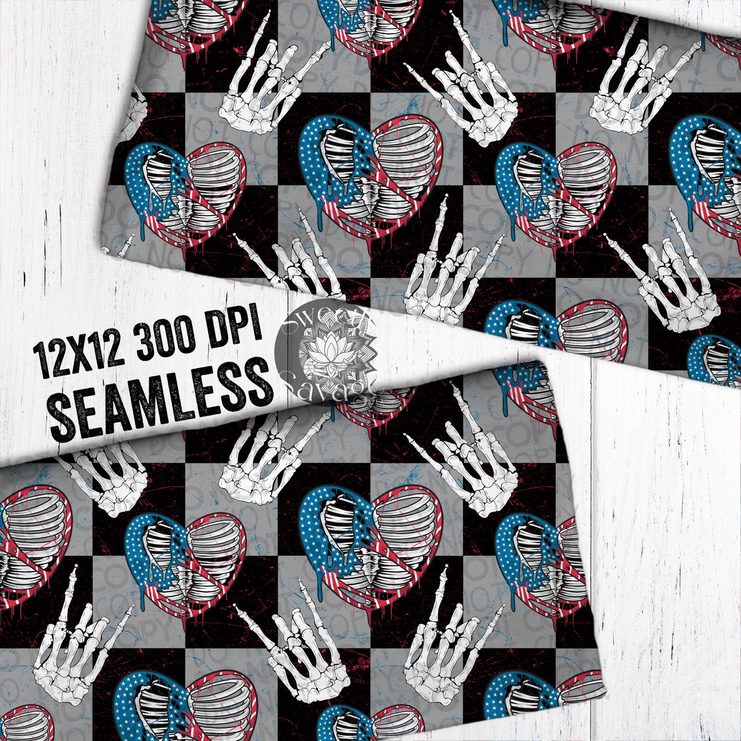 Dead inside but Merica checkered Seamless