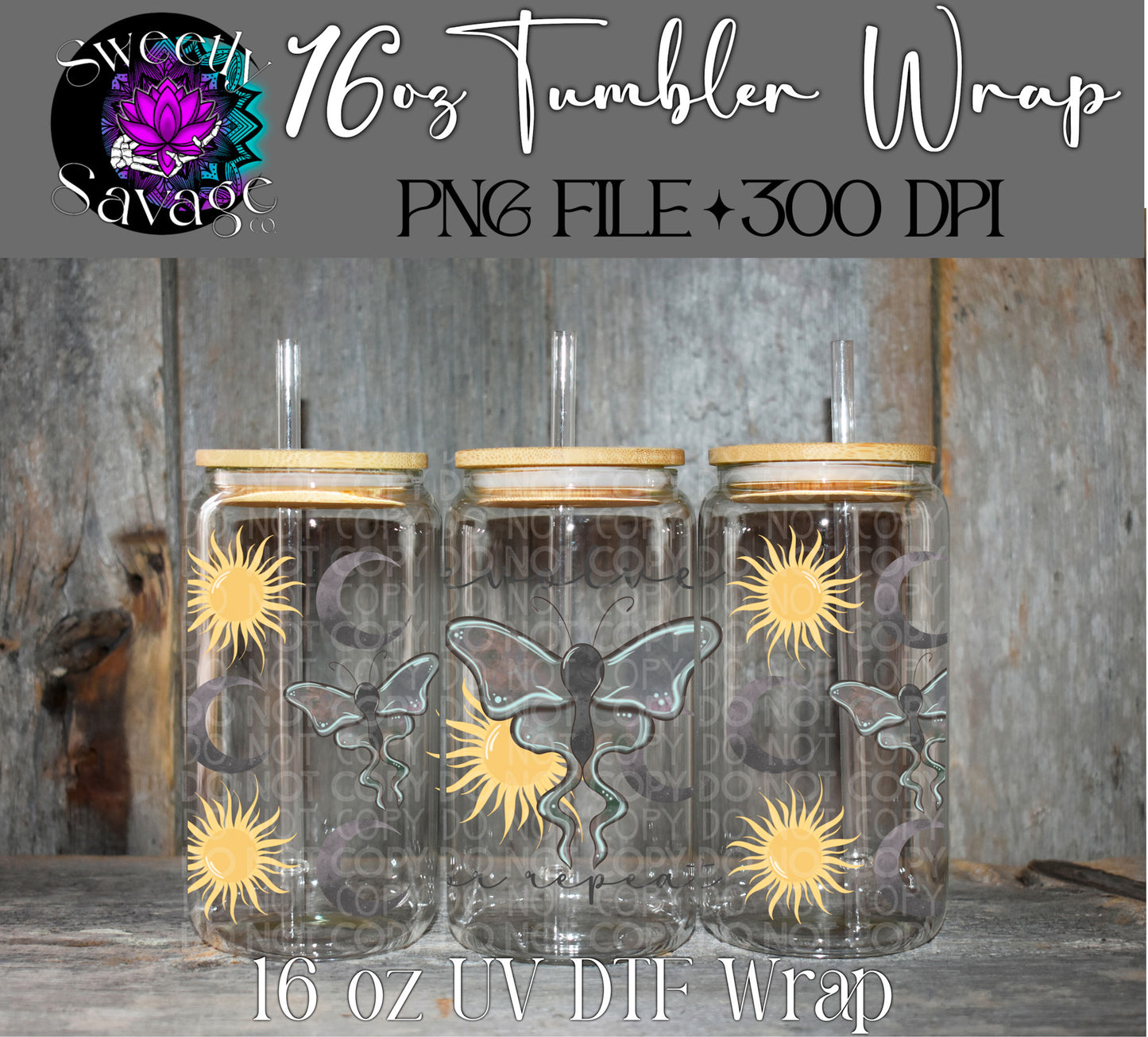 Evolve or repeat lunar moth 16oz tumbler wrap