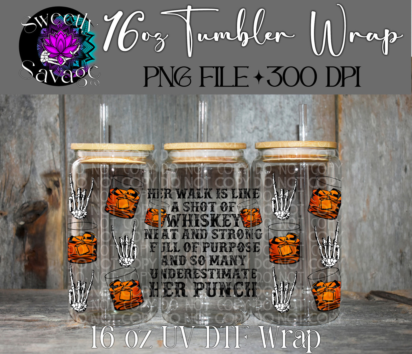 Shot of whiskey 16oz tumbler wrap