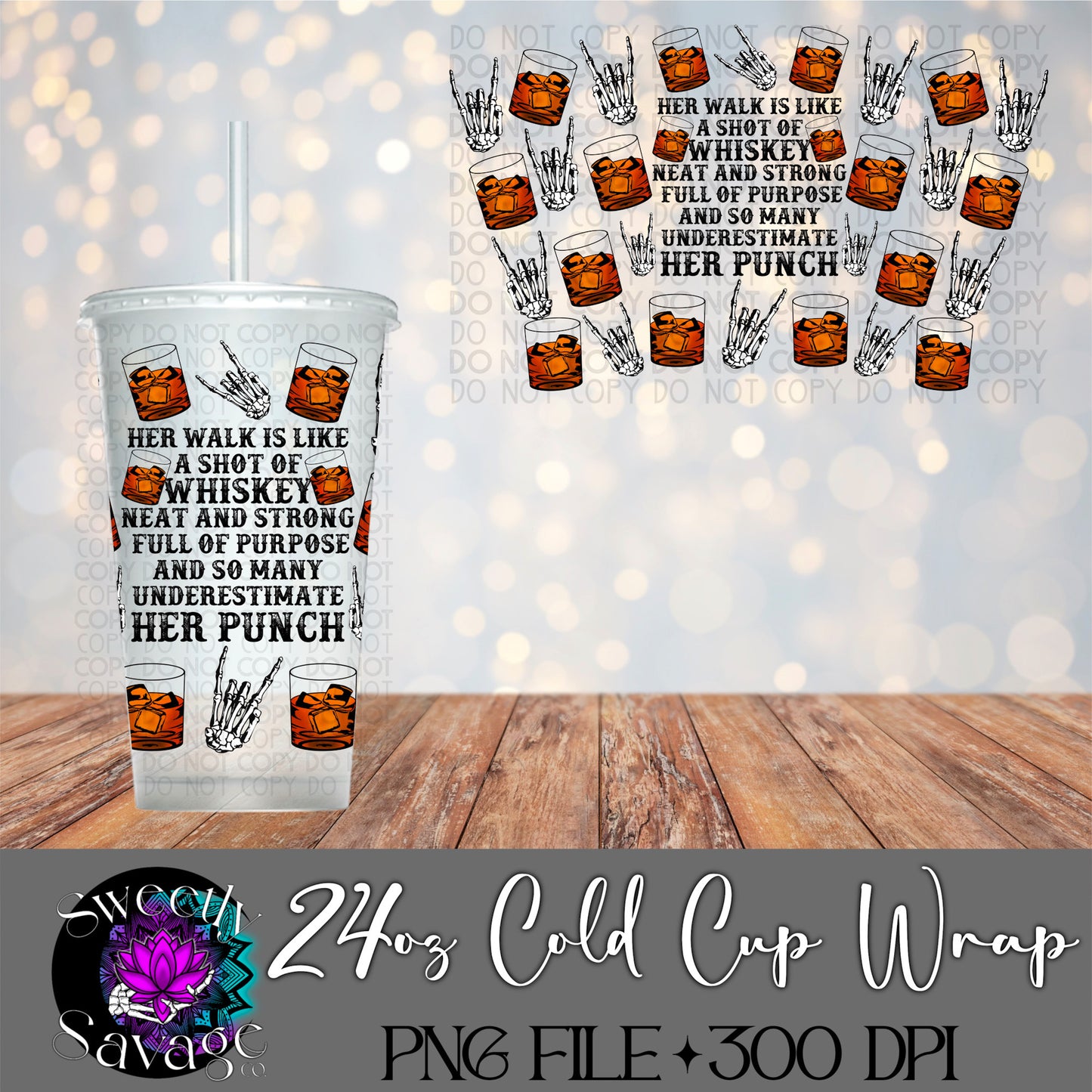 Shot of whiskey 24oz Cold Cup wrap