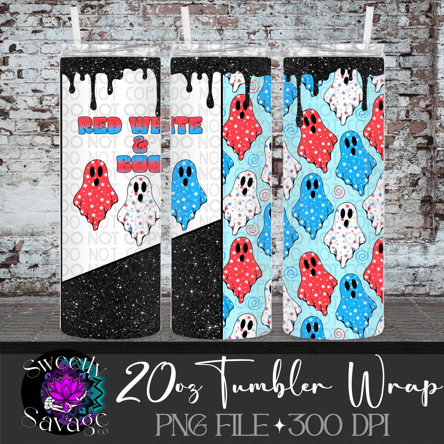 Red white & boo 20oz Skinny Tumbler File