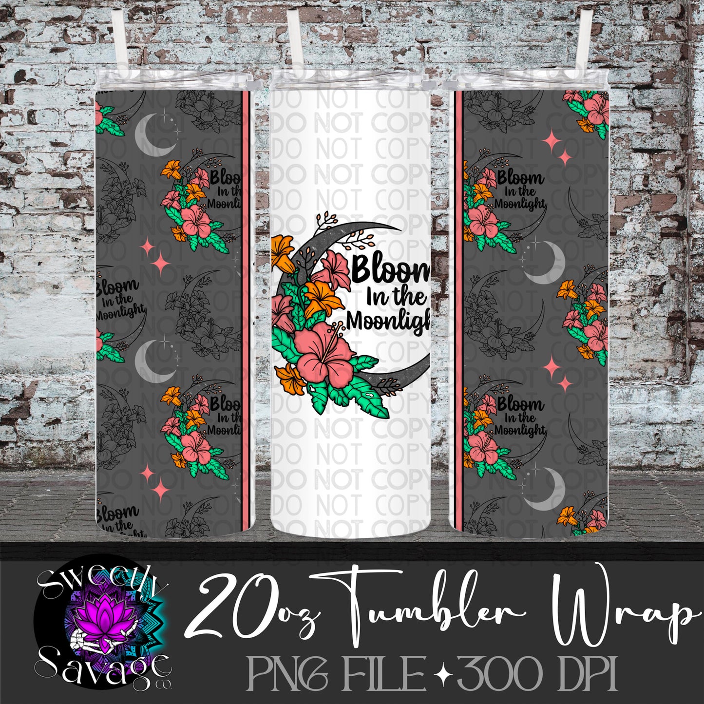 Bloom in the moonlight 20oz Skinny Tumbler File