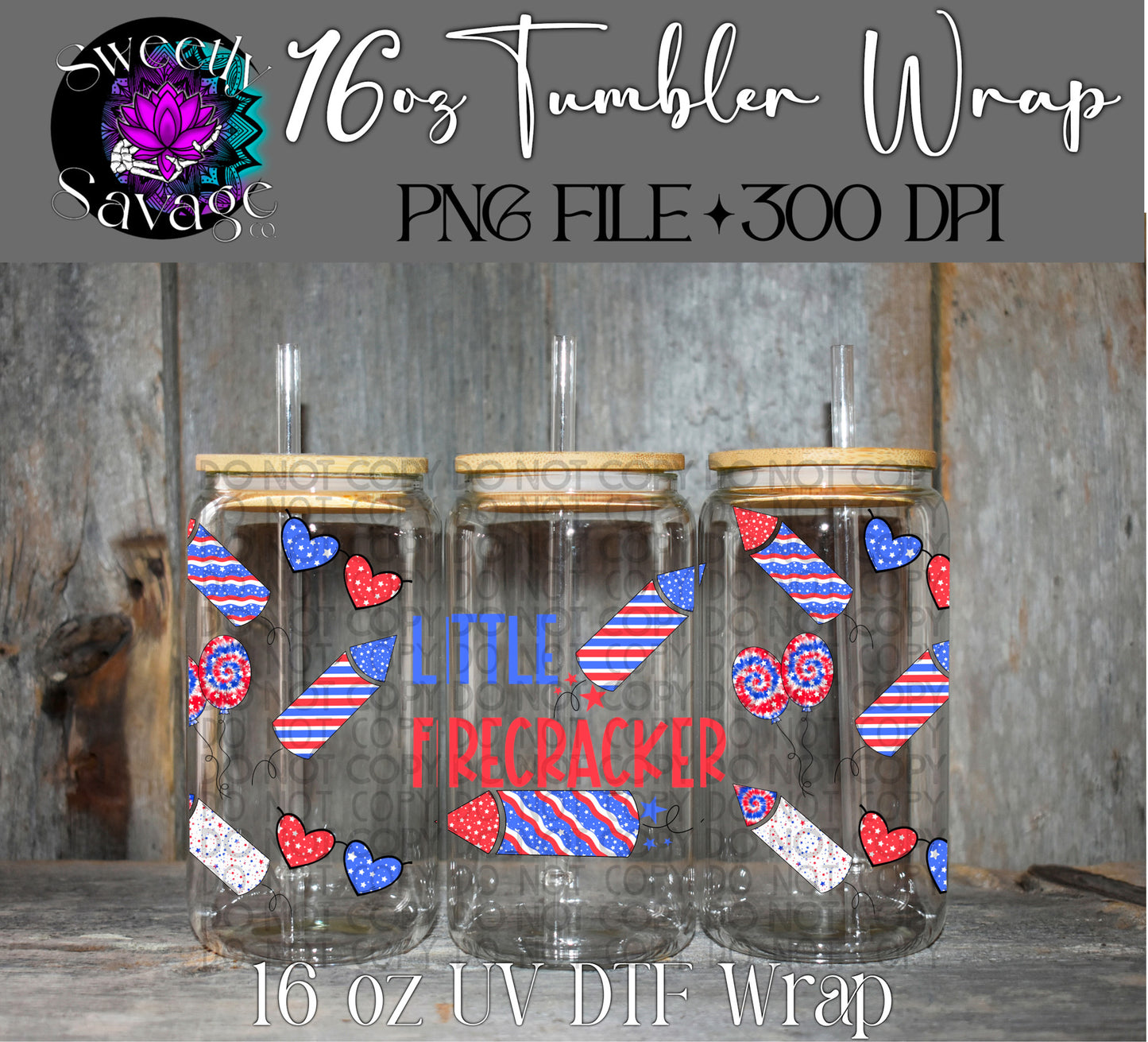 Little firecracker 16oz tumbler wrap