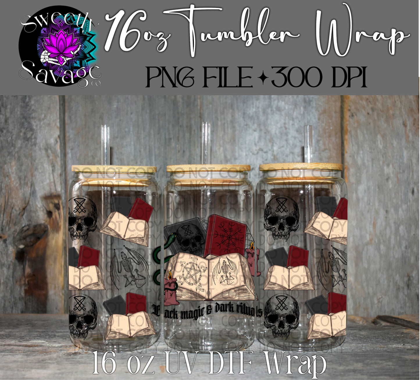 Black magic & dark rituals 16oz tumbler wrap