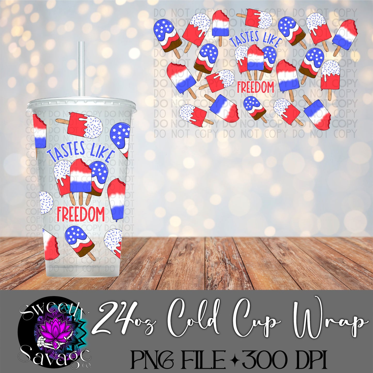 Tastes like freedom 24oz Cold Cup wrap