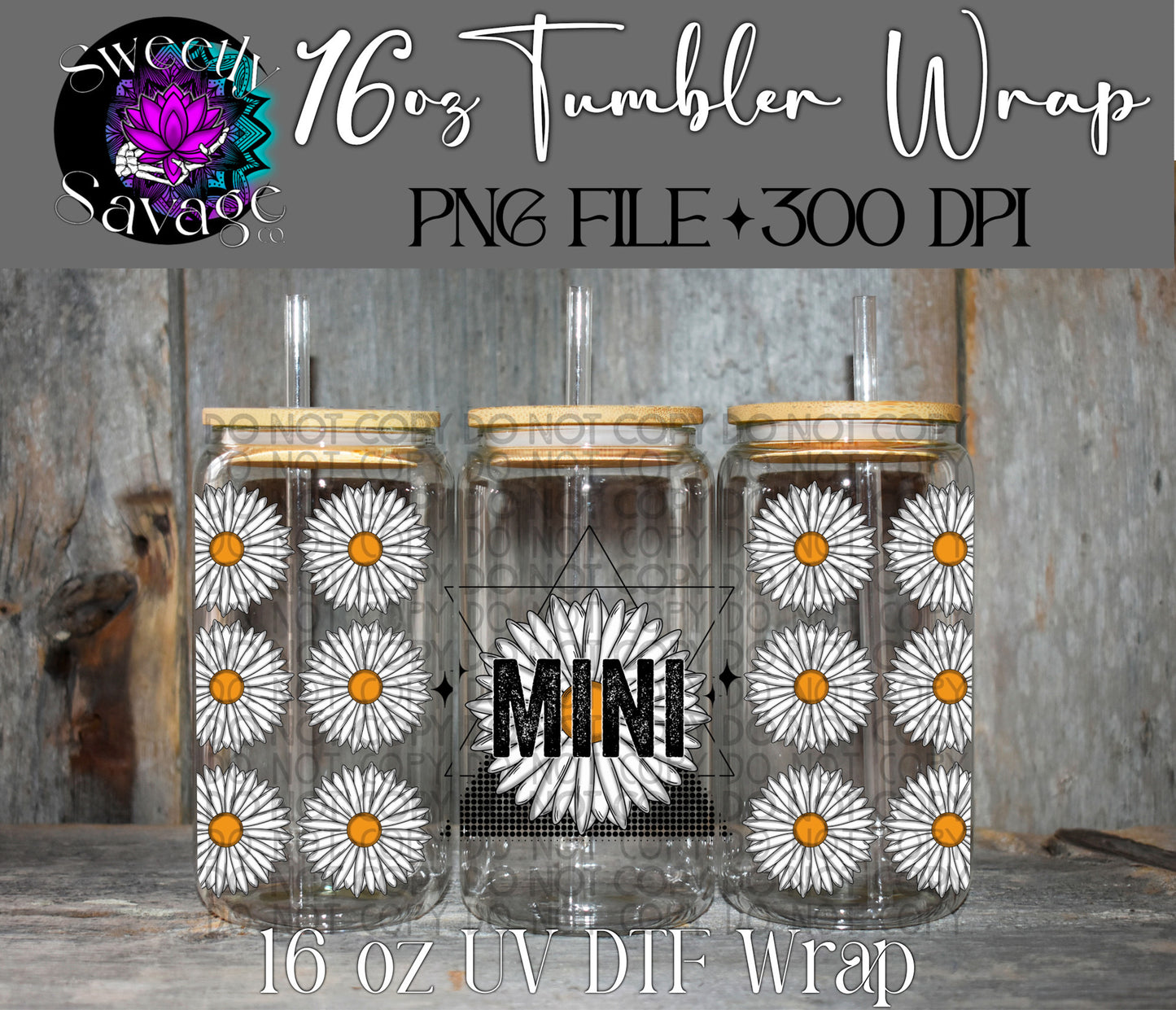 Mini daisy 16oz tumbler wrap