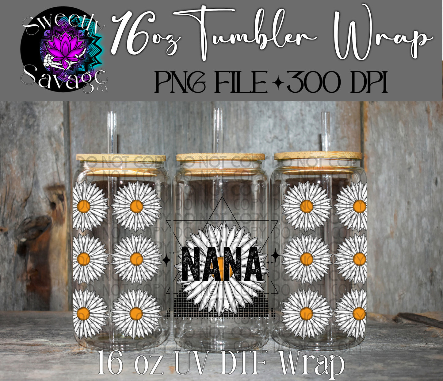 Nana daisy 16oz tumbler wrap