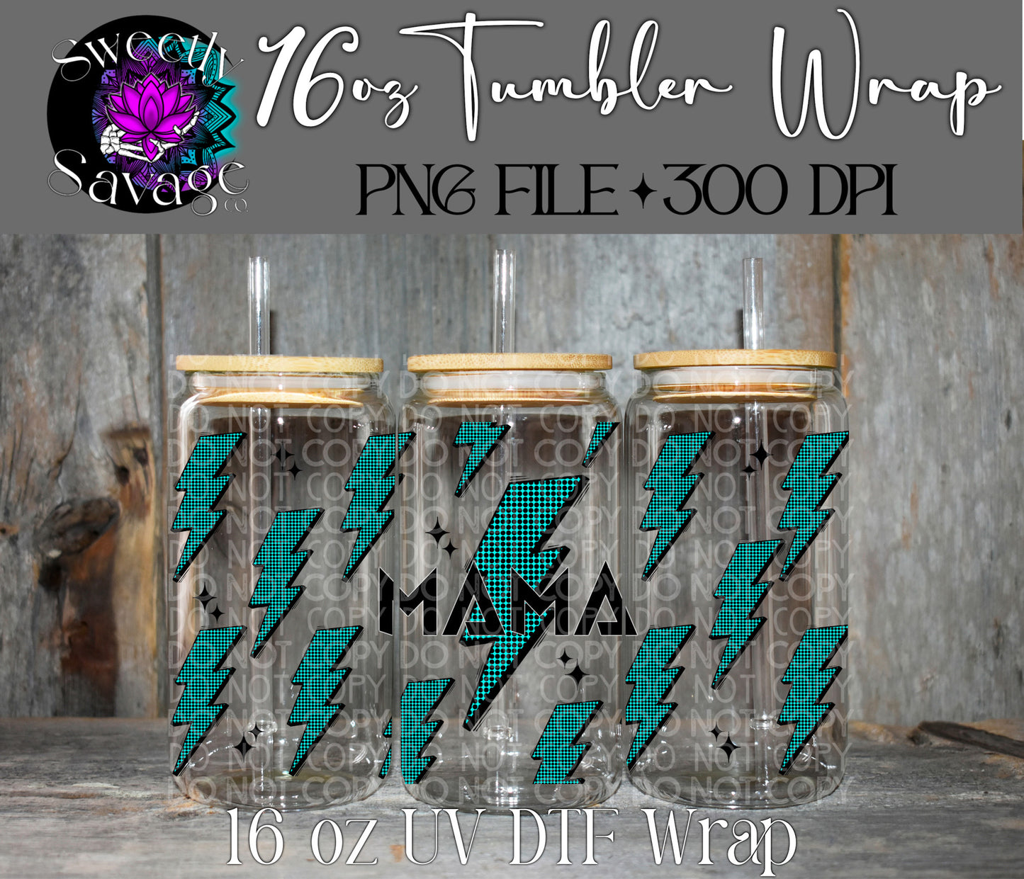 Mama lightning 16oz tumbler wrap