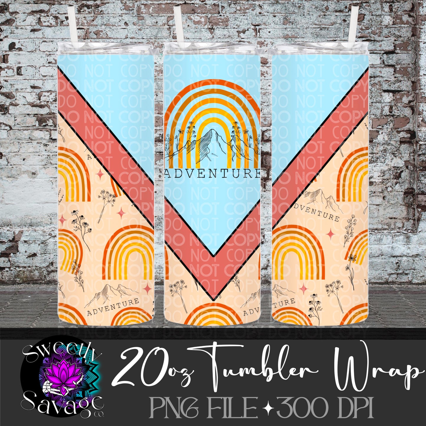 Adventure rainbow 20oz Skinny Tumbler File