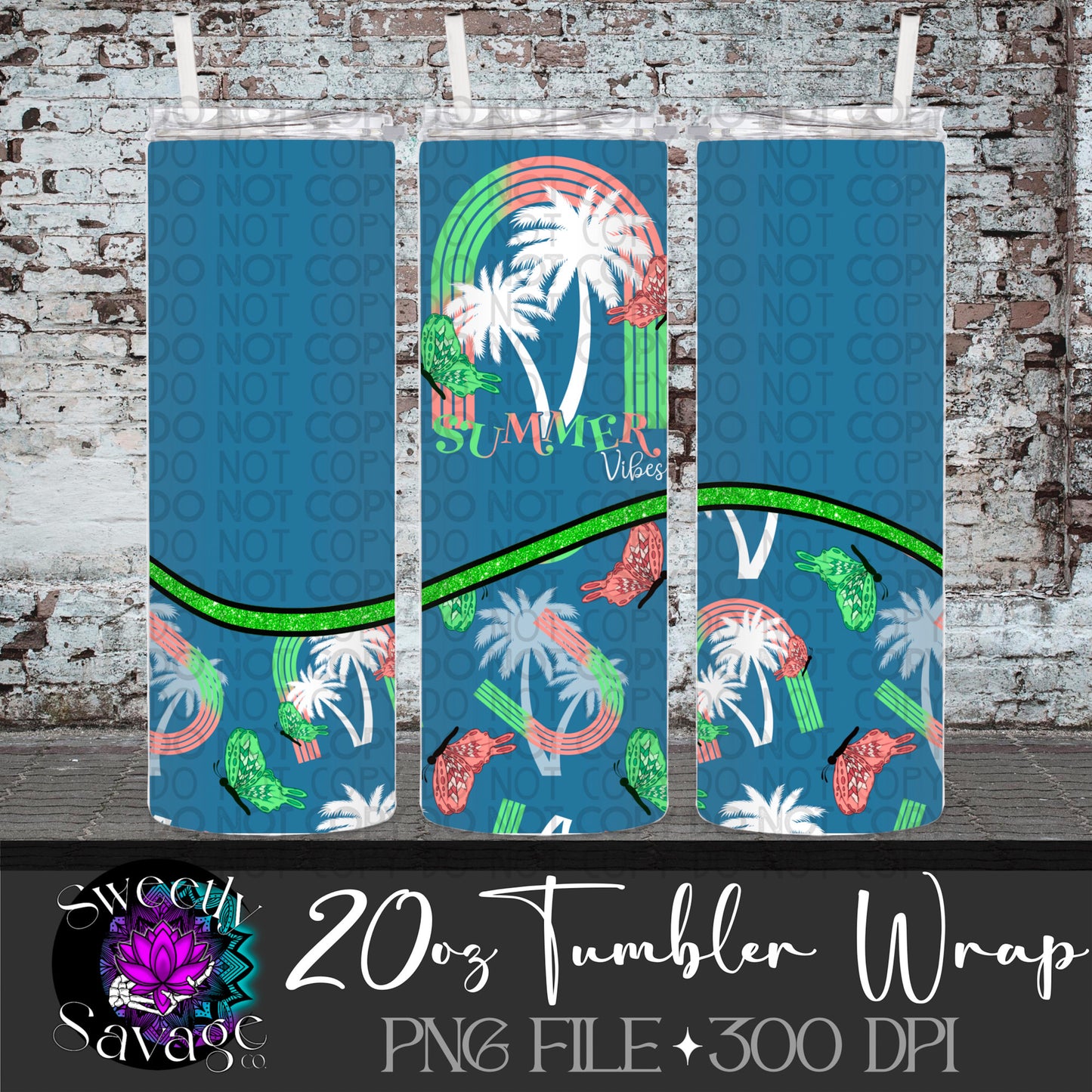 Summer vibes 20oz Skinny Tumbler File