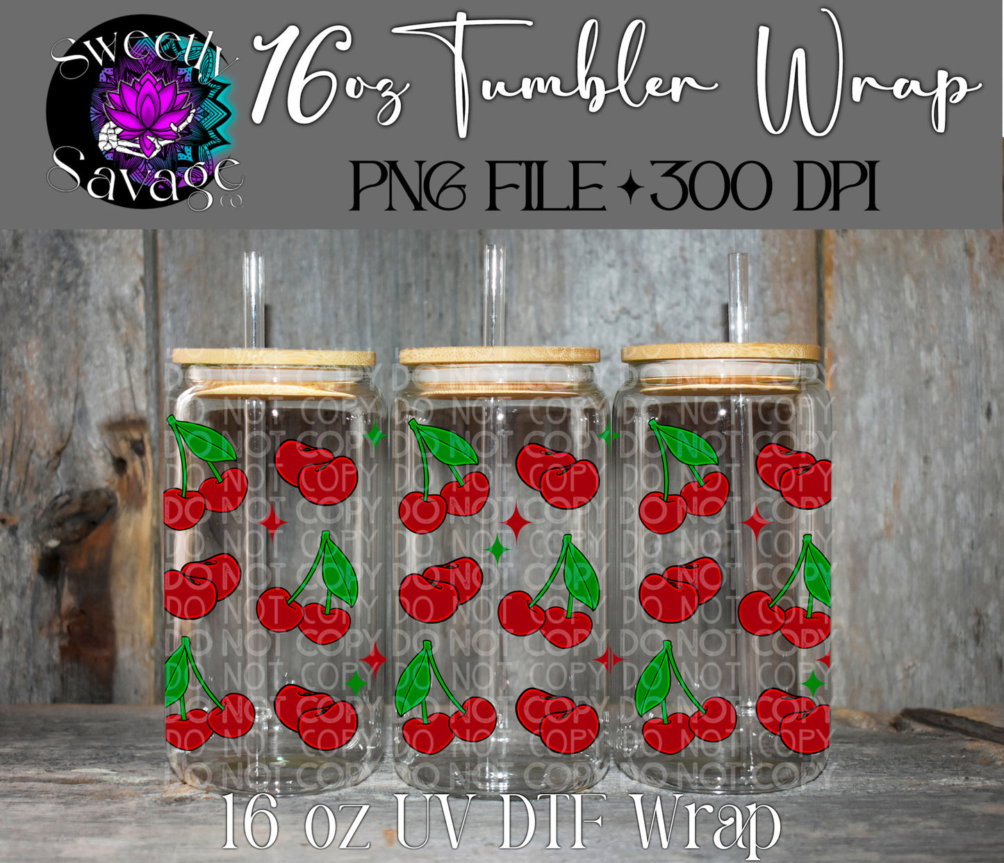 Cherries 16oz tumbler wrap