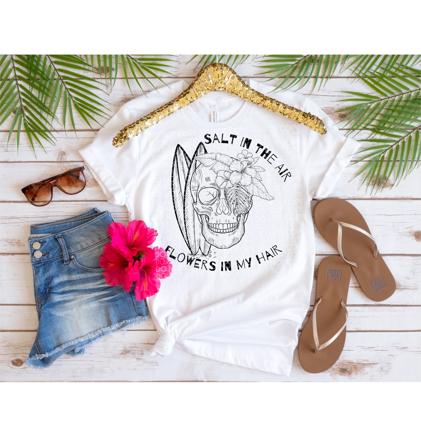 Salt in the air flowers in my hair single color Png File