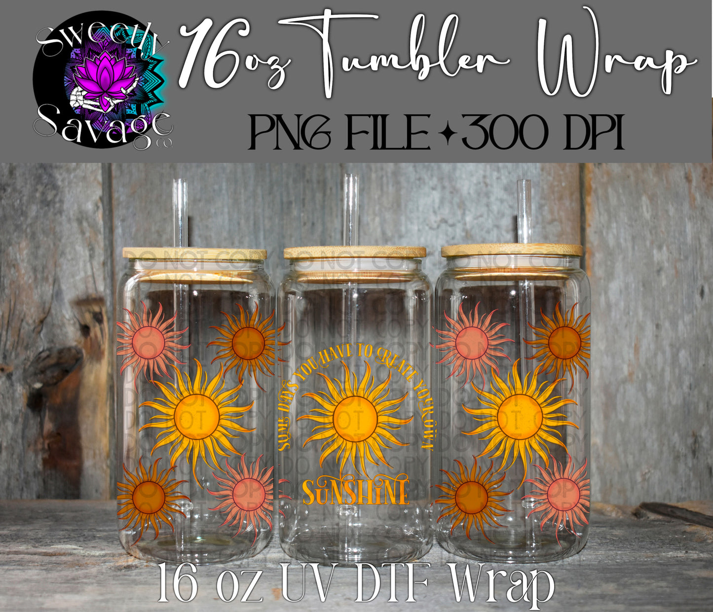 Sunshine 16oz tumbler wrap