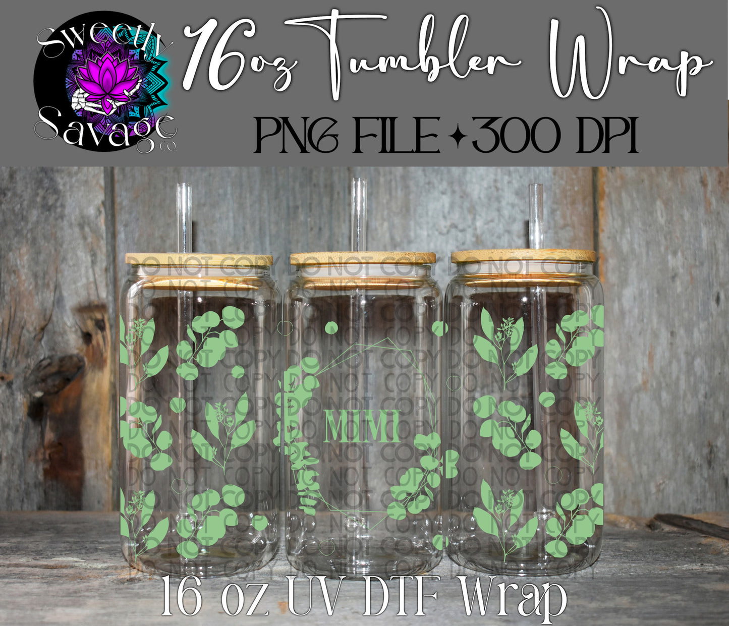 Mimi Eucalyptus 16oz tumbler wrap