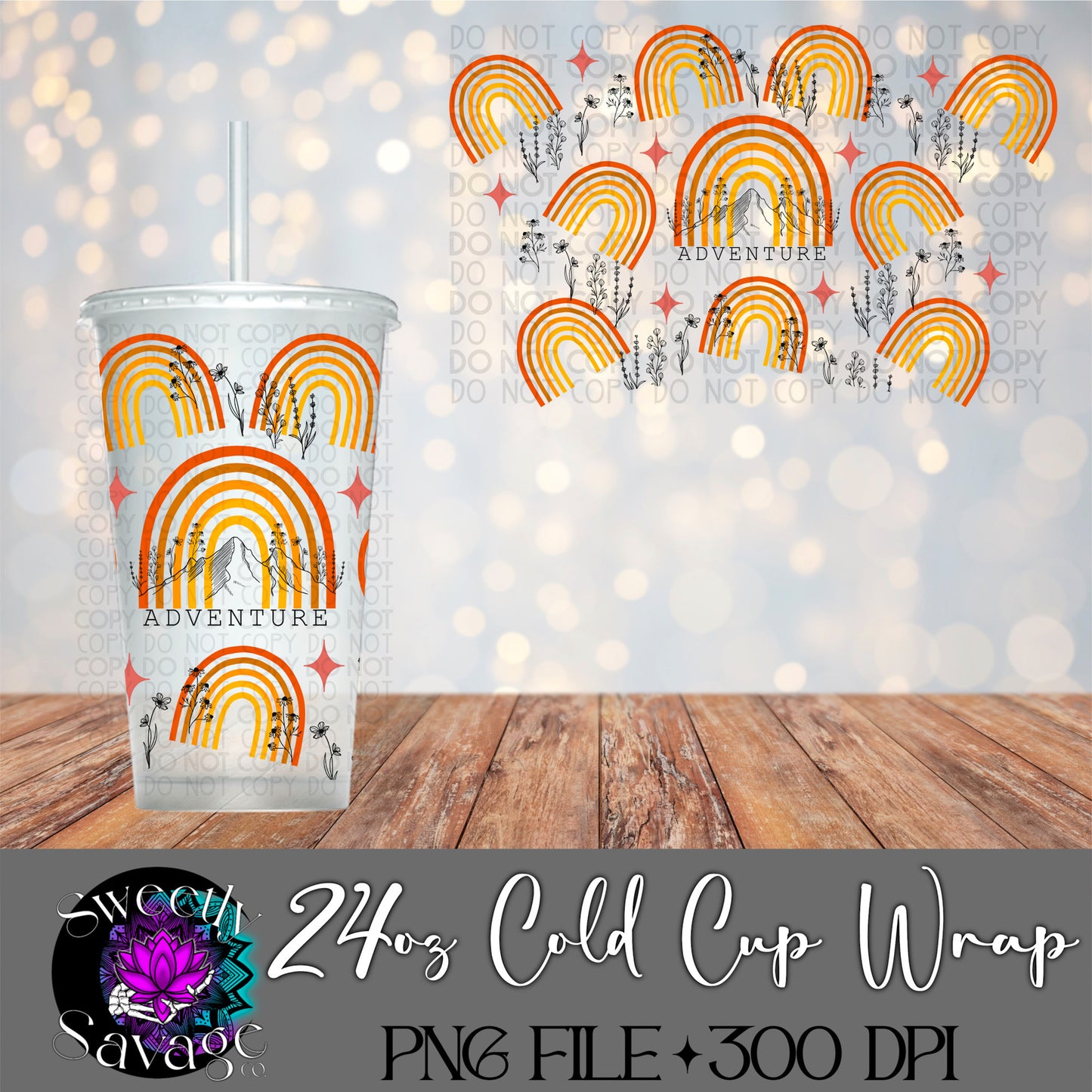 Adventure rainbow 24oz Cold Cup wrap