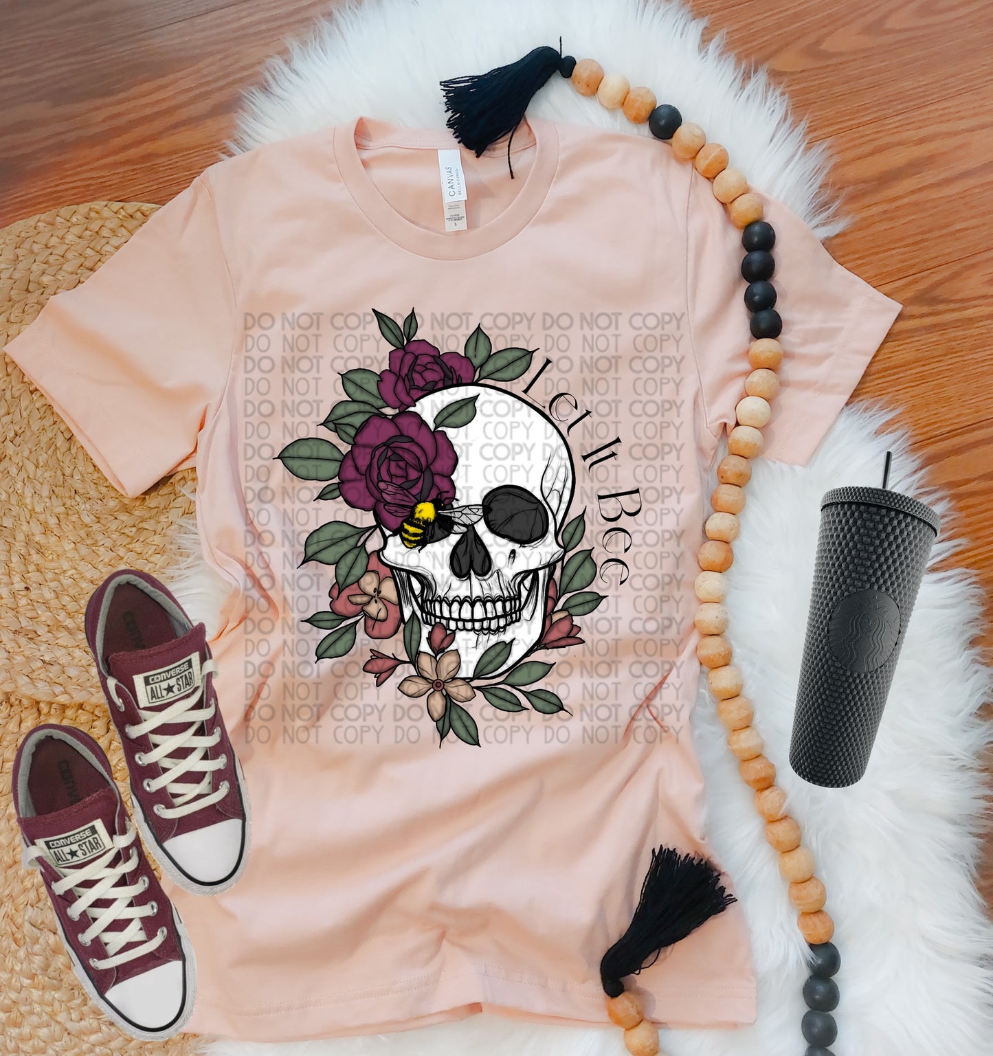 Let it Bee floral skull