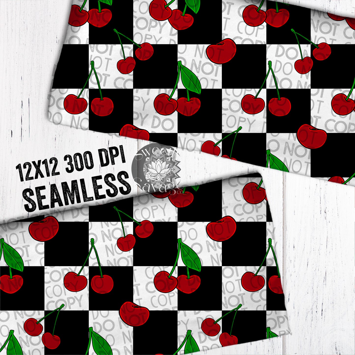 Checkered Cherries Seamless