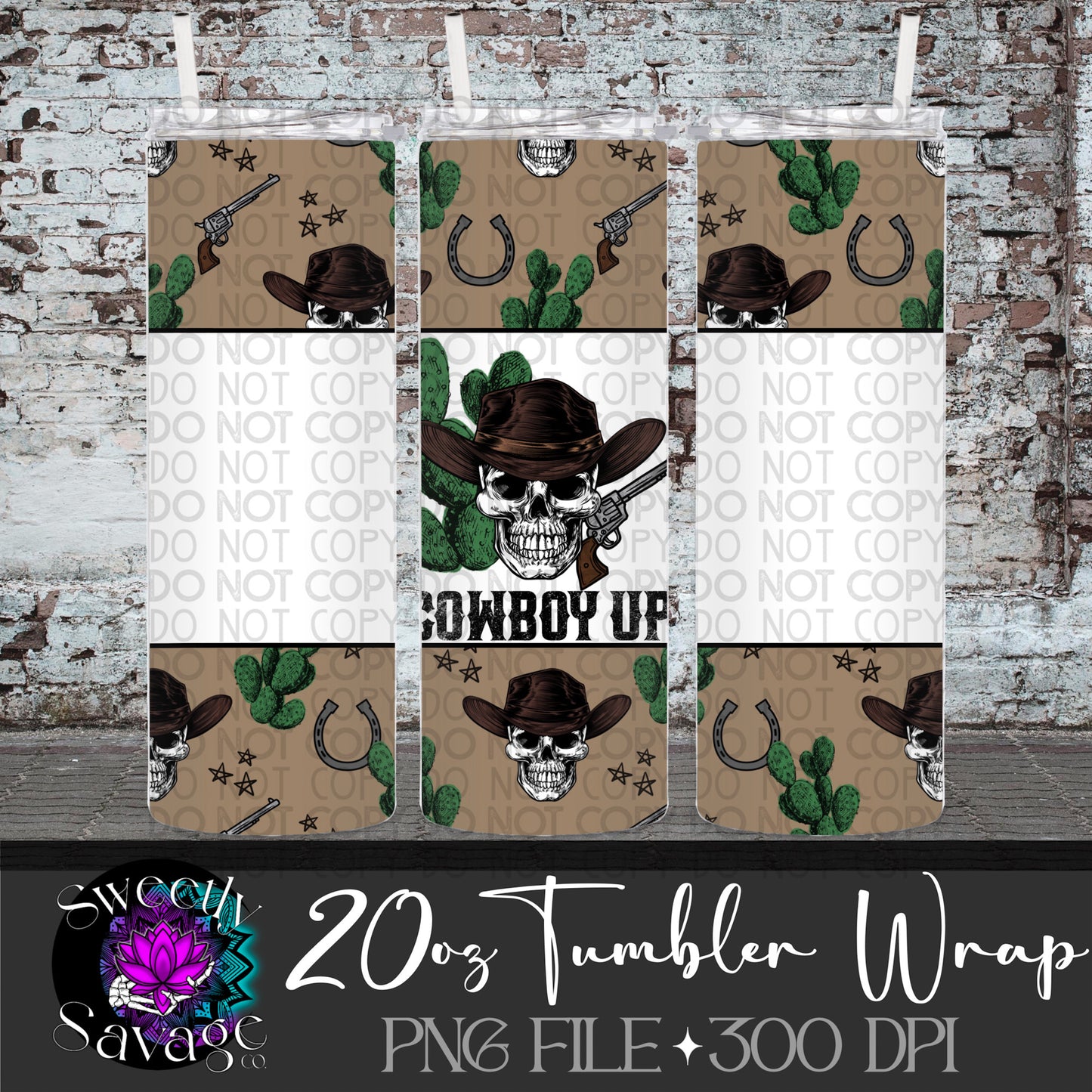 Cowboy up 20oz Skinny Tumbler File