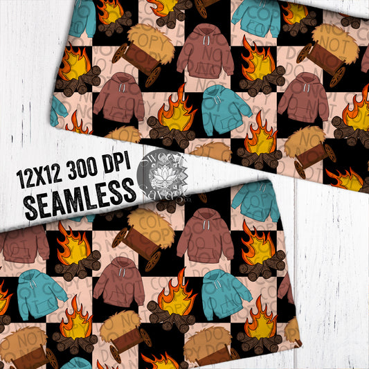 Bonfires Hayrides & Hoodies Seamless