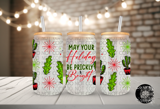 May your holidays be prickly and bright 16oz tumbler wrap