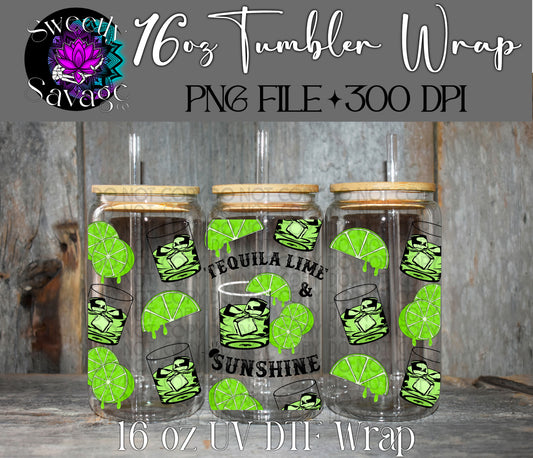 Tequila Lime & sunshine 16oz tumbler wrap