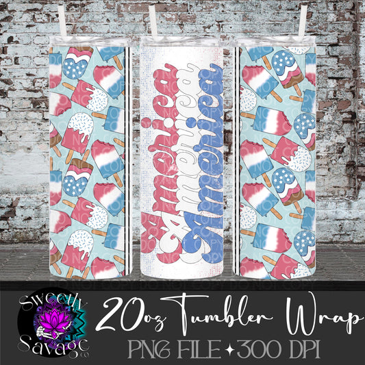 America popsicle 20oz Skinny Tumbler File