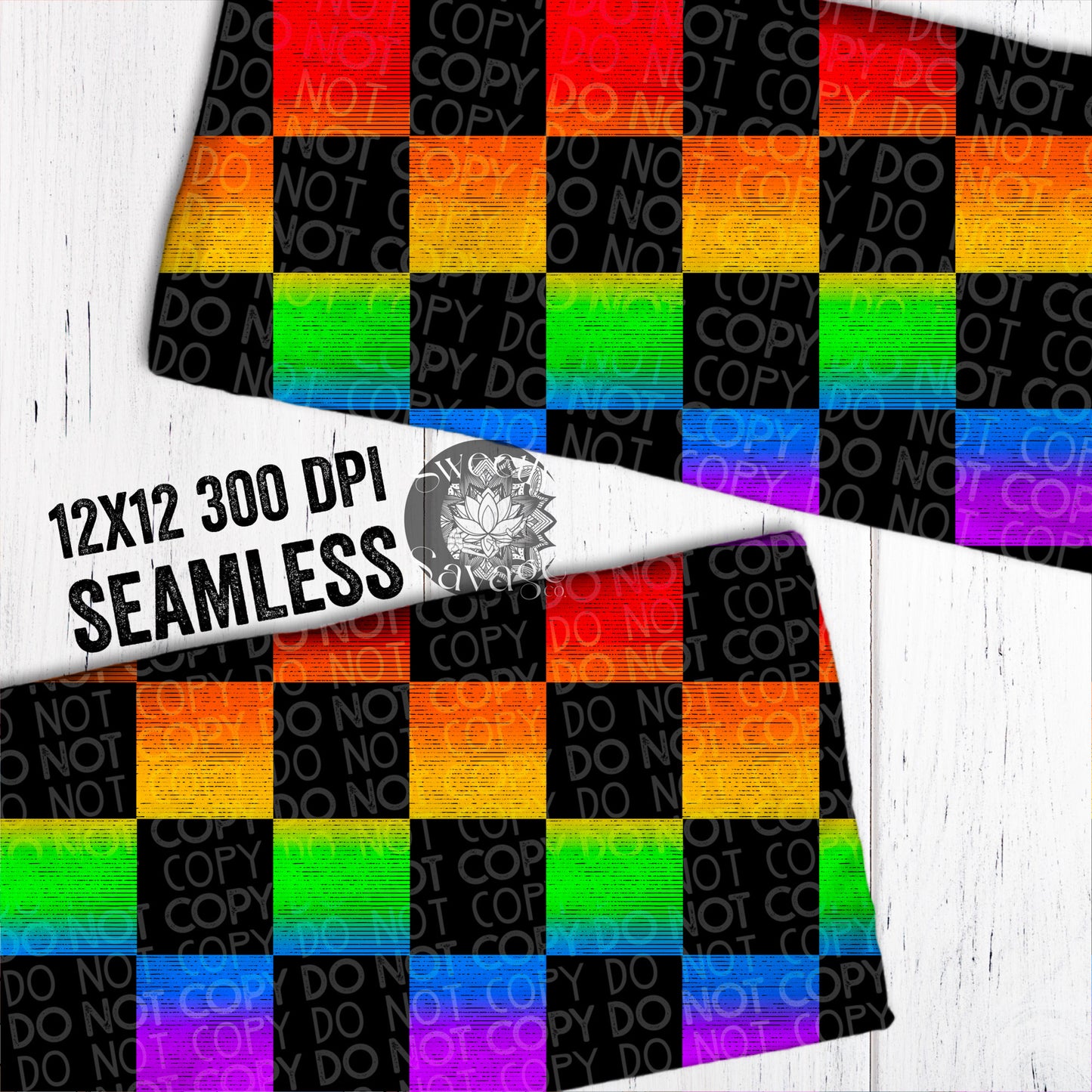 Rainbow distressed checkered black Seamless