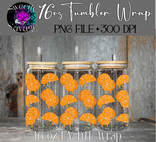 Drippy oranges 16oz tumbler wrap