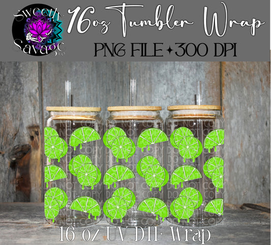 Drippy Limes 16oz tumbler wrap