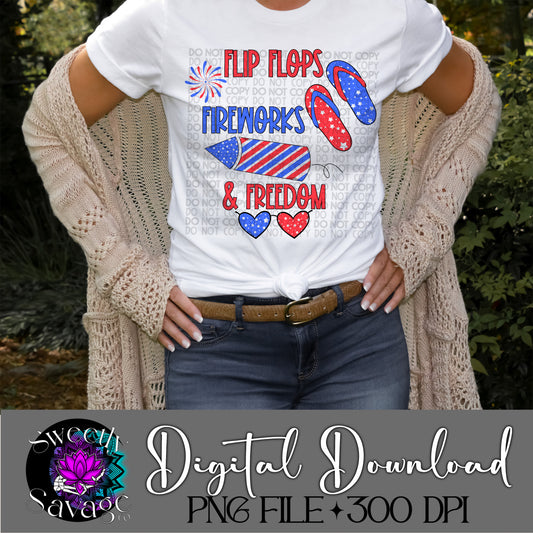 Flip flops fireworks & freedom PNG File