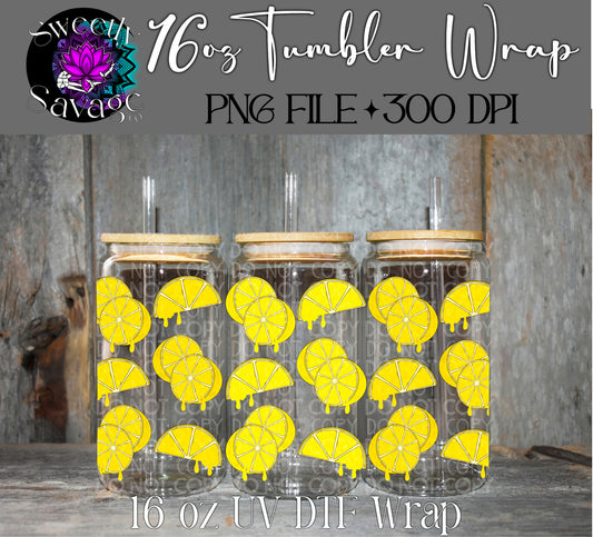 Drippy lemons 16oz tumbler wrap