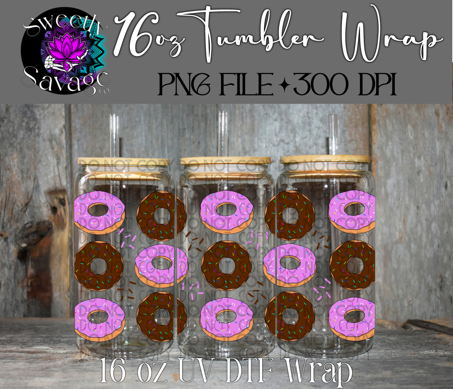 Donuts and Sprinkles 16oz tumbler wrap