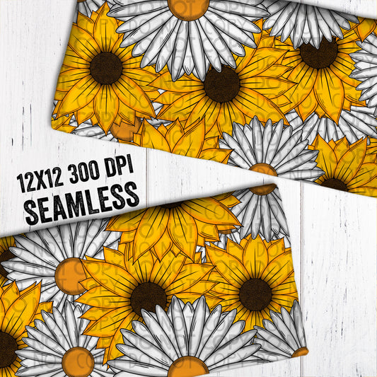 Sunflowers and Daisies Seamless