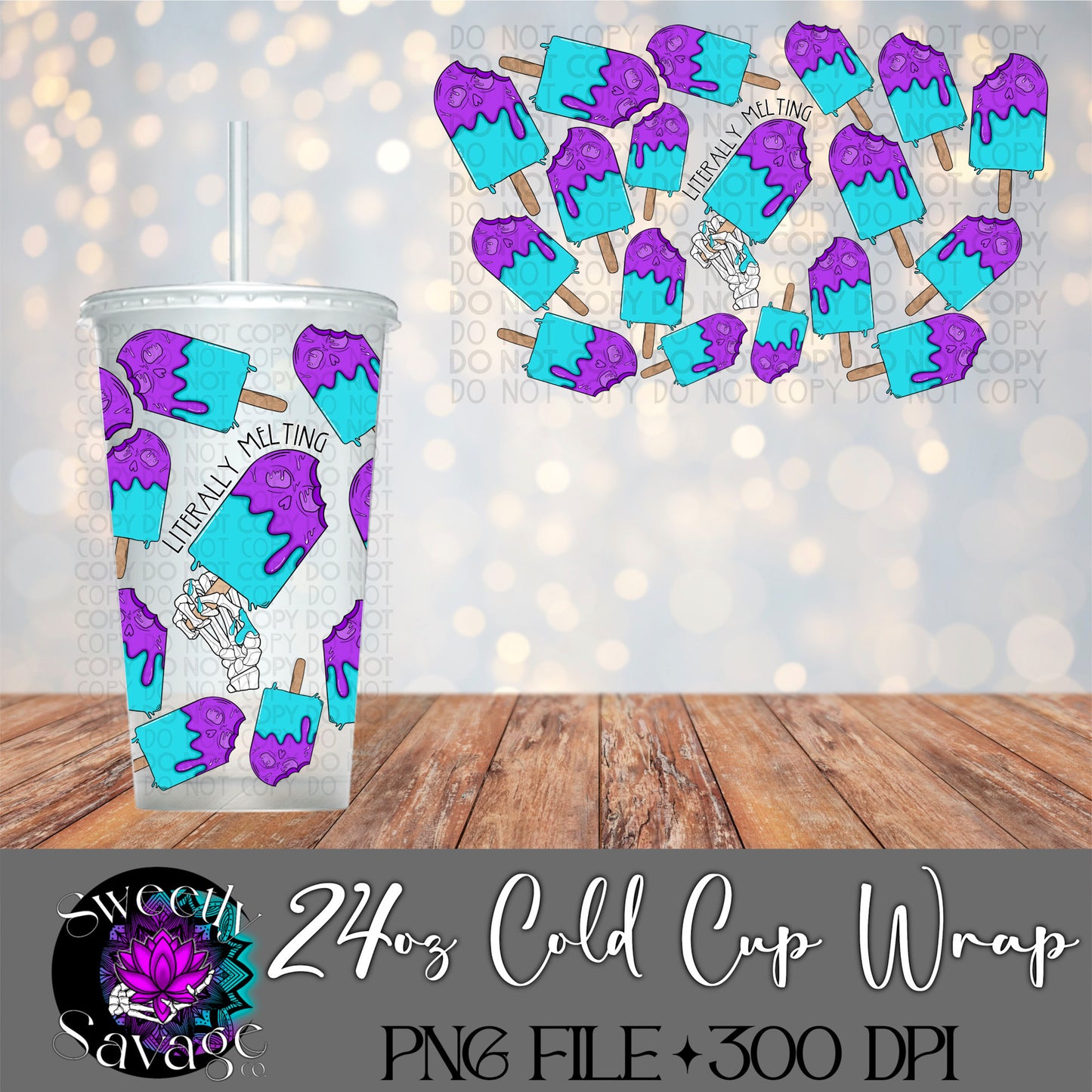 Literally melting Skellie popsicle 24oz Cold Cup wrap