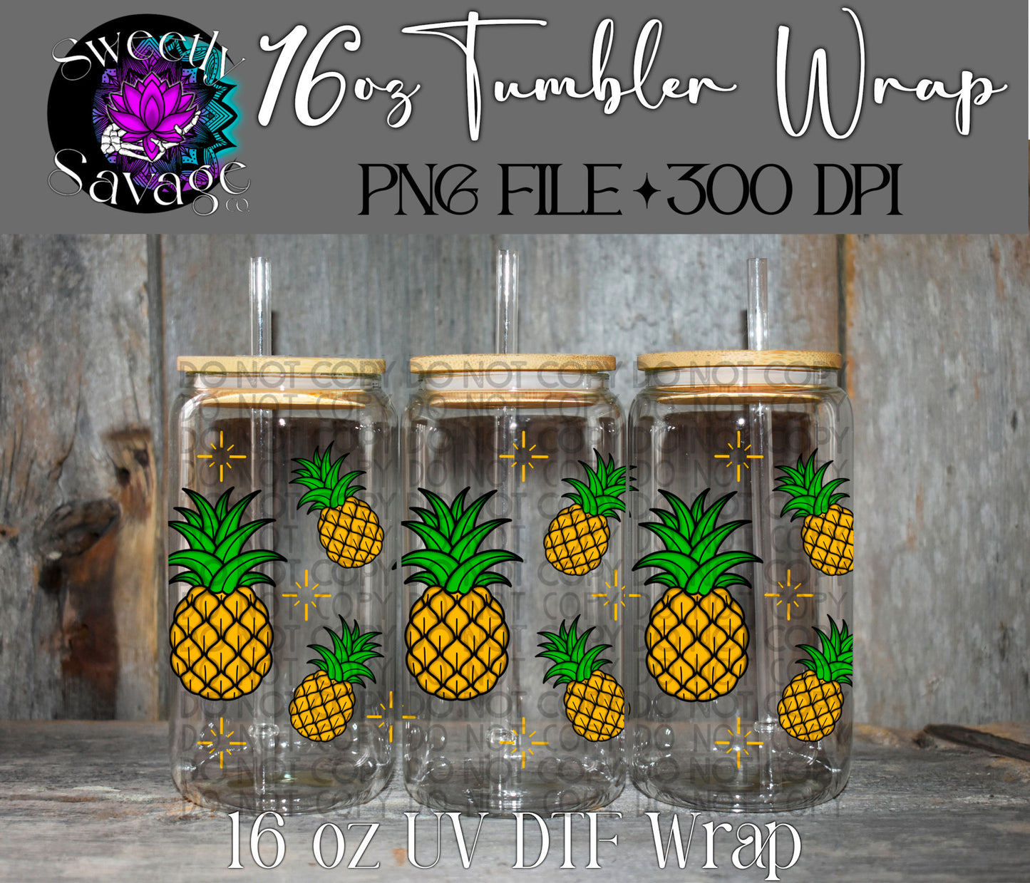 Pineapples 16oz tumbler wrap